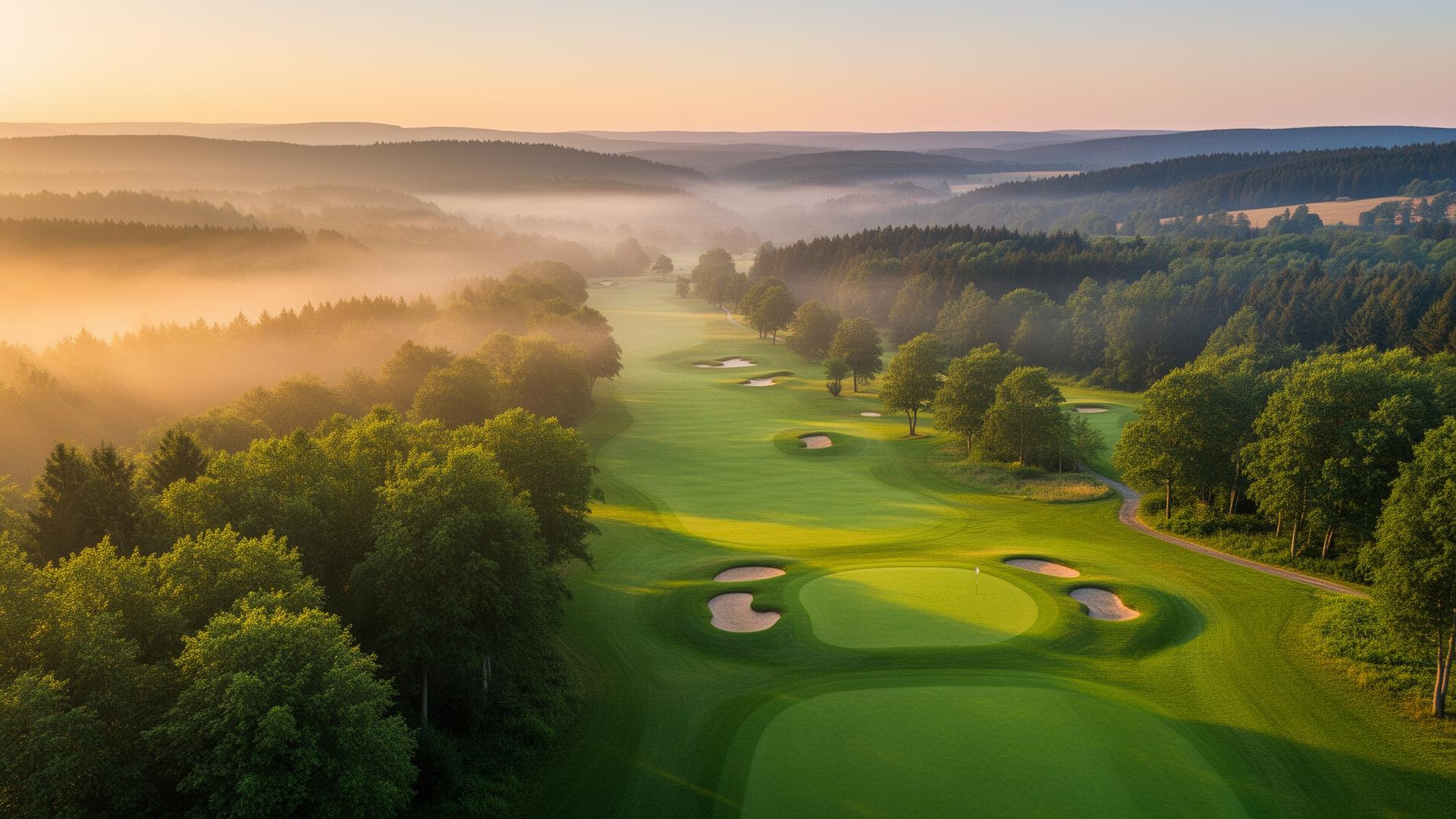 Golfplatz in Sachsen-Anhalt mit Blick auf den Harz